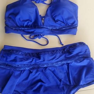Woman's 2piece Bikini Size XL Blue Bottoms Skirt